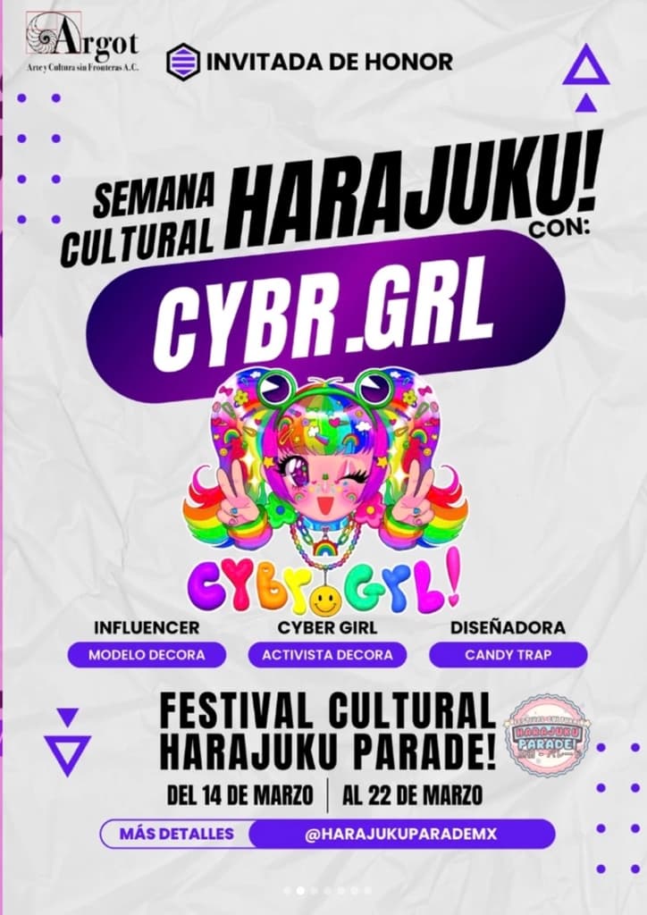 Performance musical de Cybr.grl en la Harajuku Neon Party CDMX.