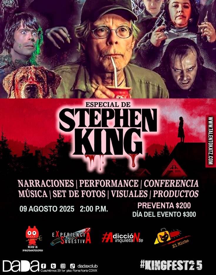 Tributo a Stephen King en CDMX: teatro, visuales y experiencias inmersivas | Foto: Foro Dada X Club