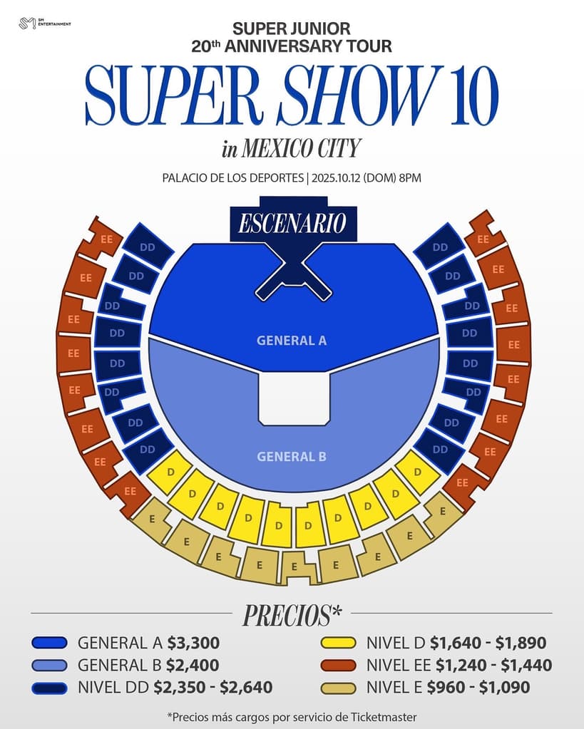 Precios de los boletos de Super Junior en CDMX.