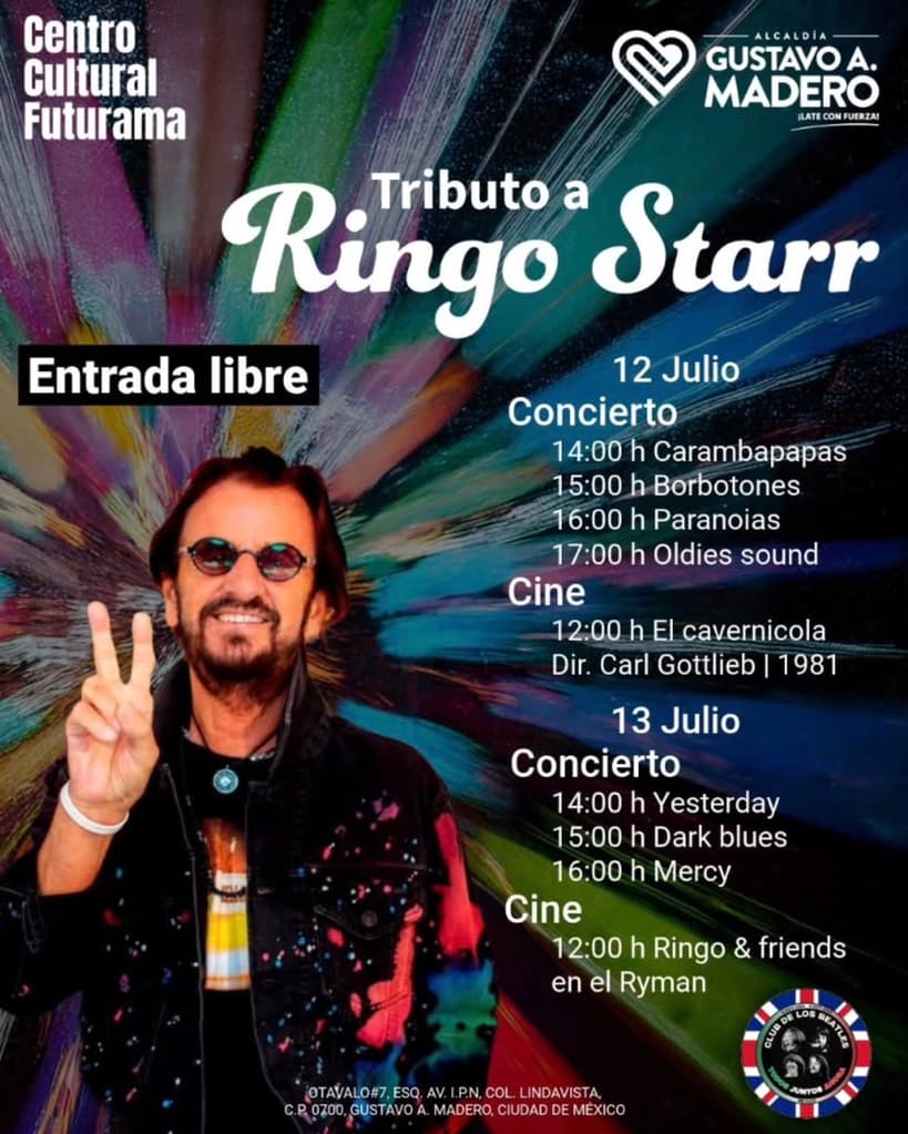 Conciertos y películas gratis en CDMX para fans de Ringo Starr y The Beatles