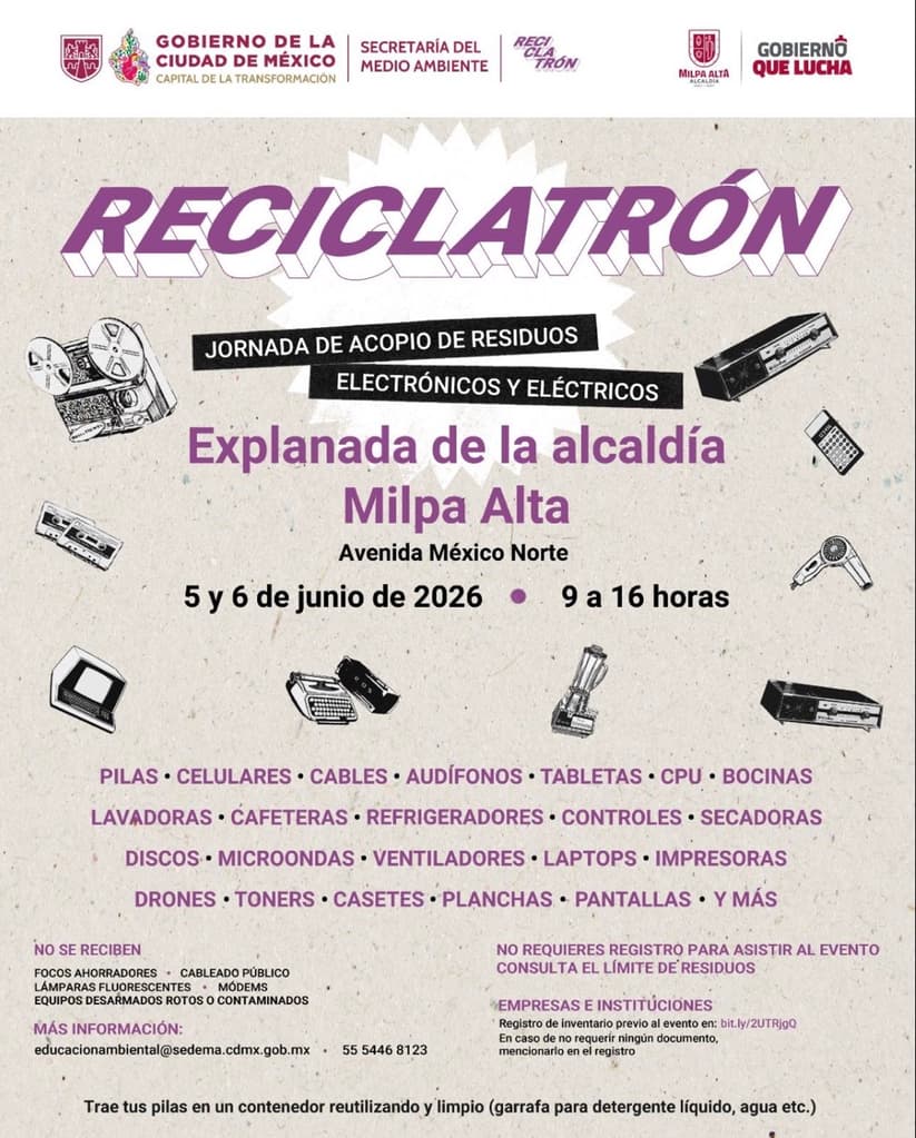 ¿Tienes aparatos viejos? Estas son las fechas del Reciclatrón 2026 en CDMX | Foto: Cuartoscuro
