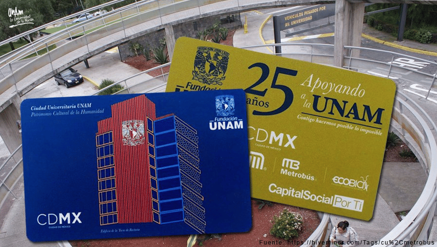 tarjeta del metrobús conmemorativa de la unam