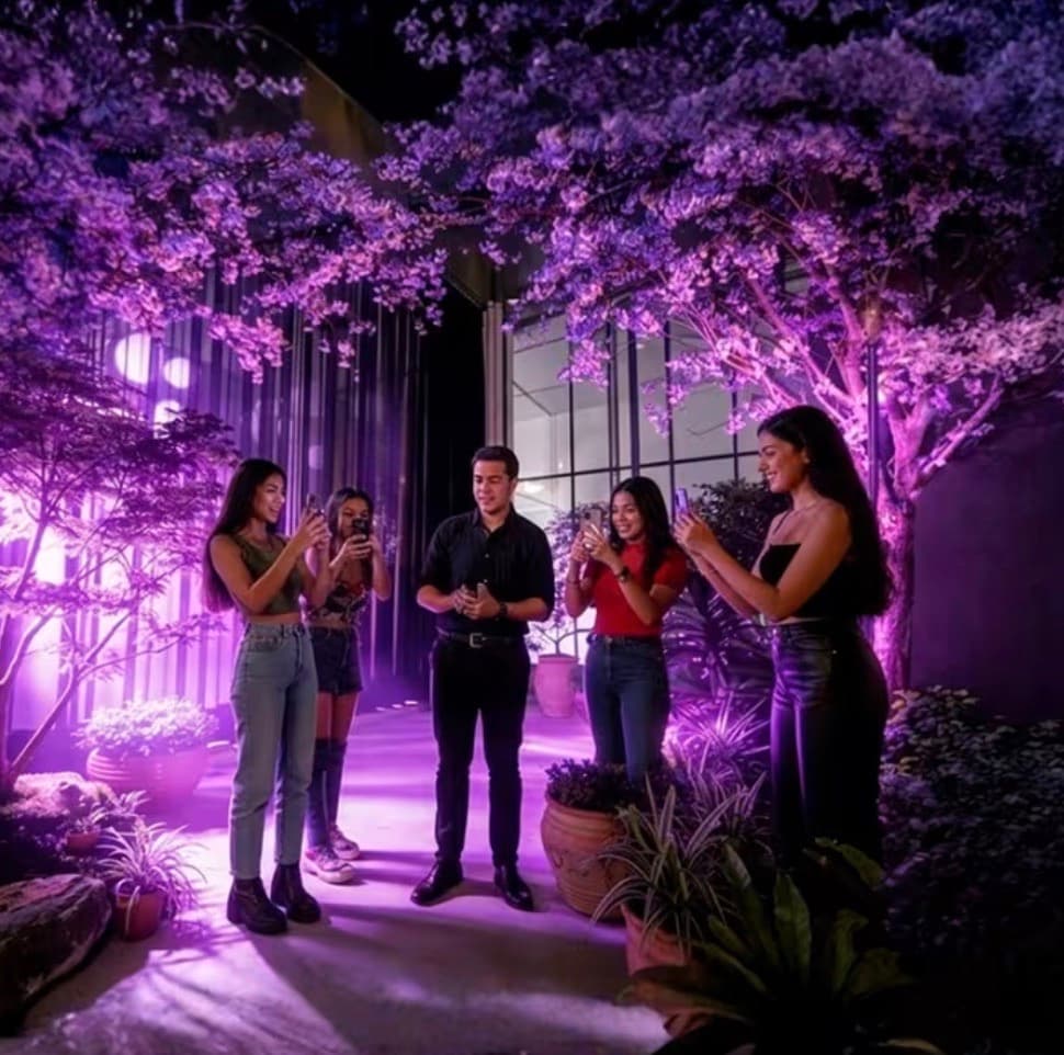 Túnel interactivo de pétalos en InSpace Polanco